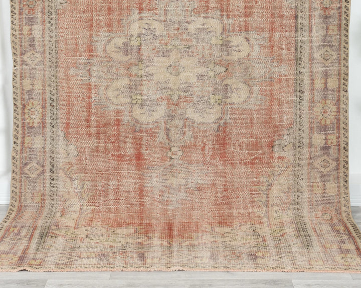 Multicolor Turkish Oushak Rug 5' 11" x 8' 10" Hand-Knotted detail