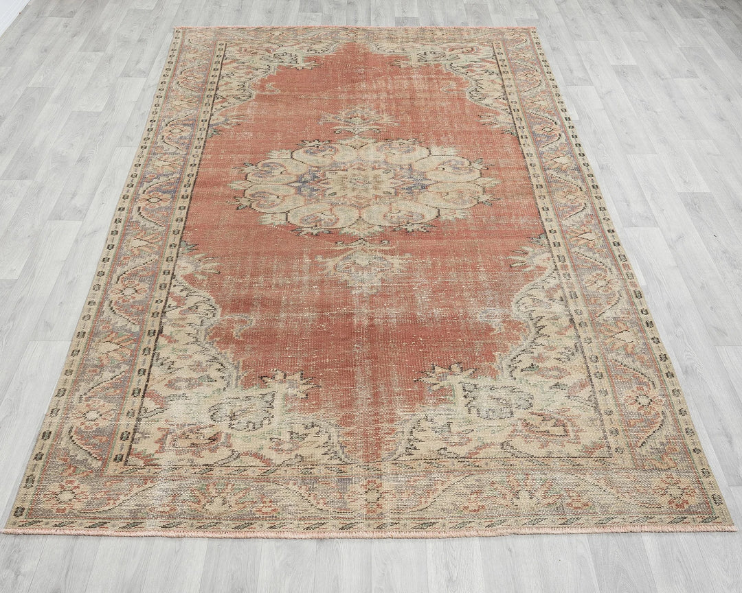 Multicolor Turkish Oushak Rug 5' 8" x 8' 11" Hand-Knotted | No. VR53978