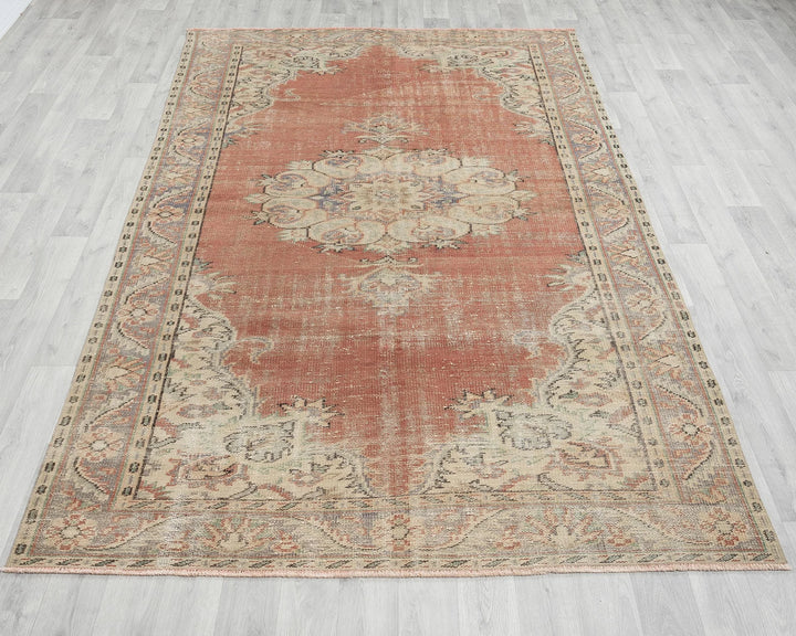 Multicolor Turkish Oushak Rug 5' 8" x 8' 11" Hand-Knotted | No. VR53978