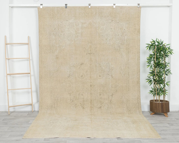 Beige Turkish Oushak Rug 6'5" x 10'2" Hand-Knotted | No. VR54028