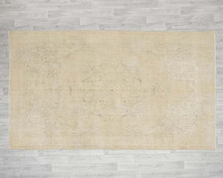 Beige Turkish Oushak Rug 6'5" x 10'2" Hand-Knotted | No. VR54028