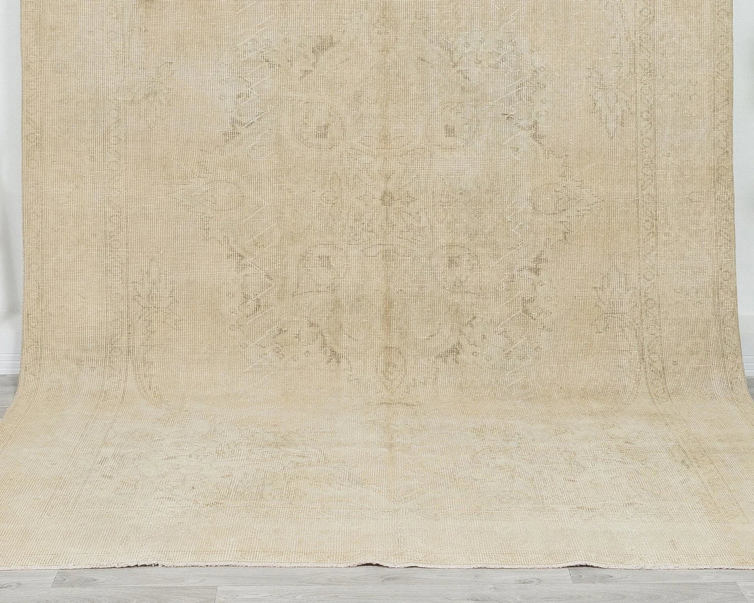 Beige Turkish Oushak Rug 6'5" x 10'2" Hand-Knotted | No. VR54028