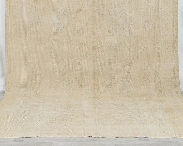 Beige Turkish Oushak Rug 6'5" x 10'2" Hand-Knotted | No. VR54028