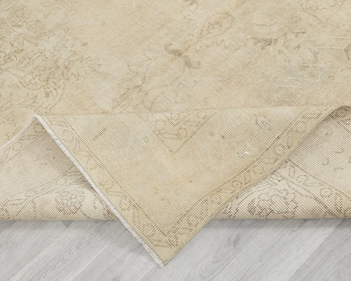 Beige Turkish Oushak Rug 6'5" x 10'2" Hand-Knotted | No. VR54028