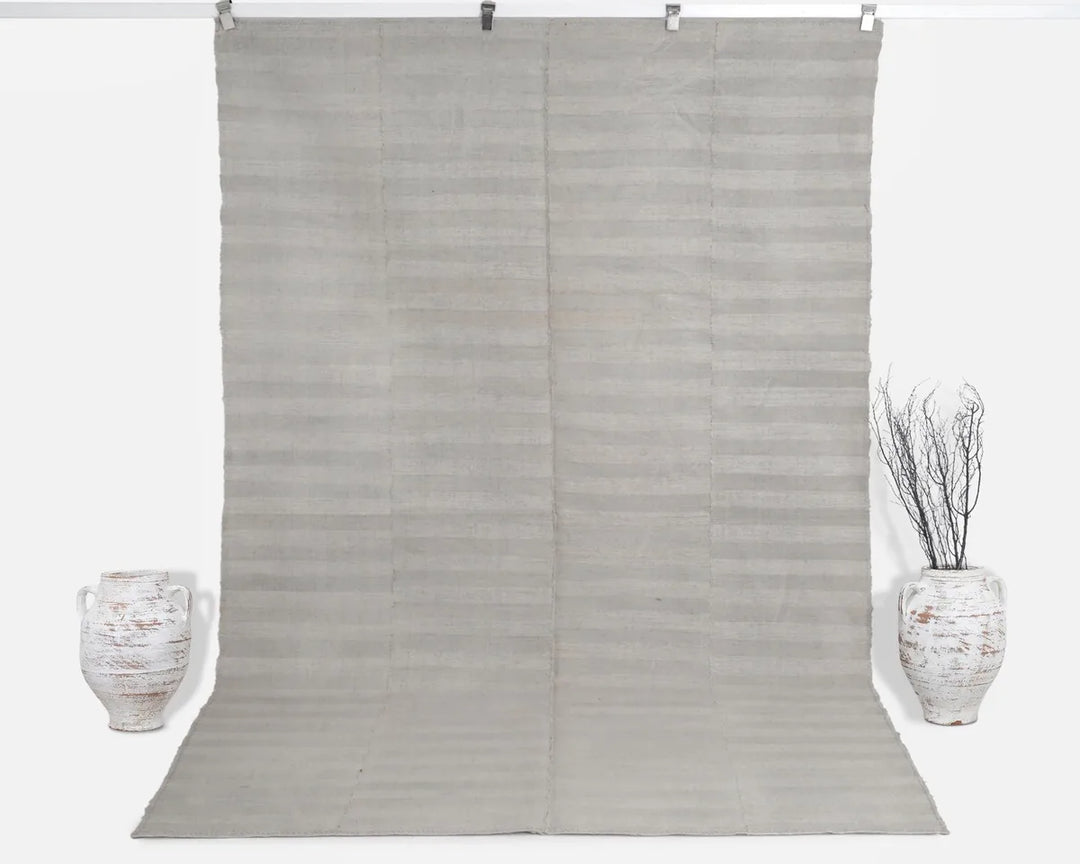 Gray Turkish Kilim Rug 6'1" x 9'6" Flat-Weave | No. VR54036