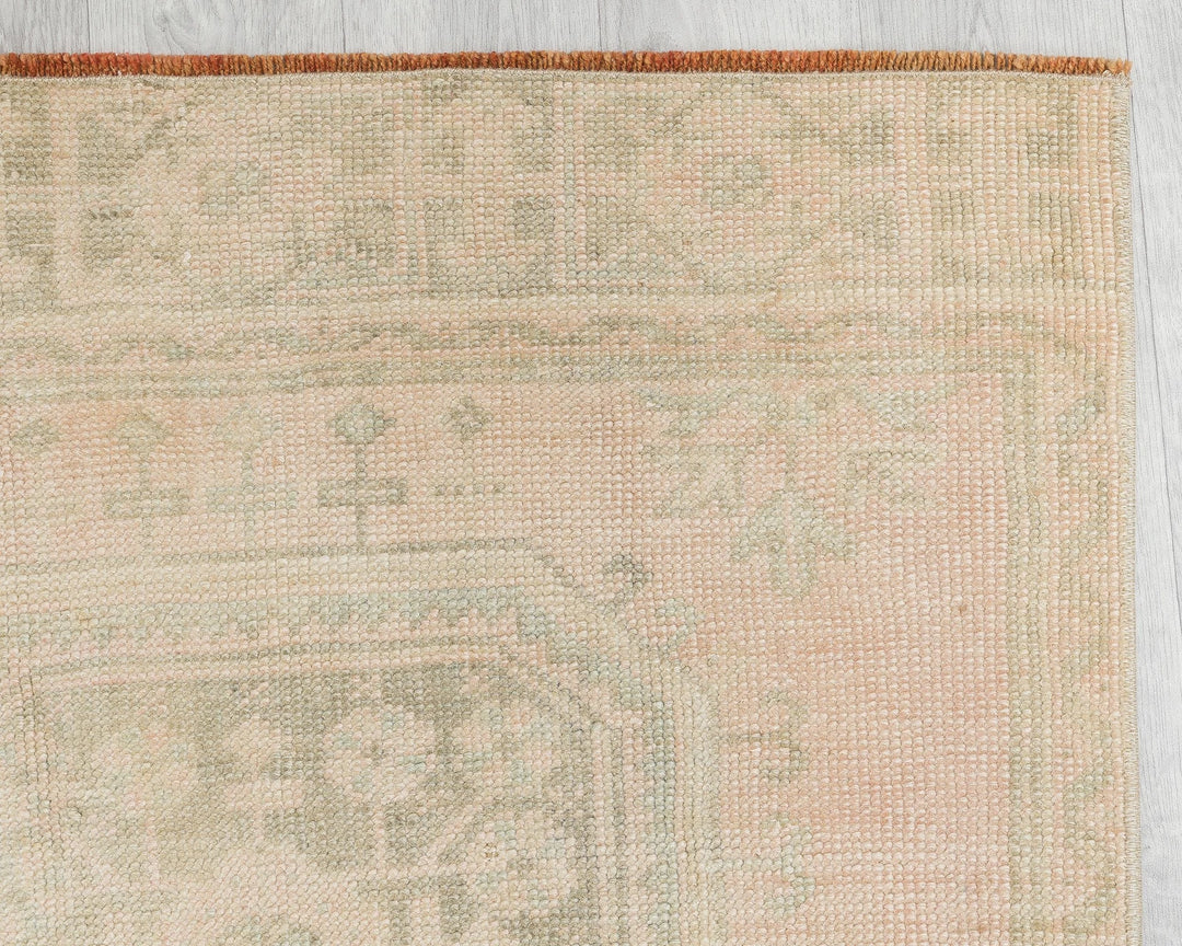 Beige Turkish Oushak Rug 2'8" x 10'11" Hand-Knotted | No. VR54133