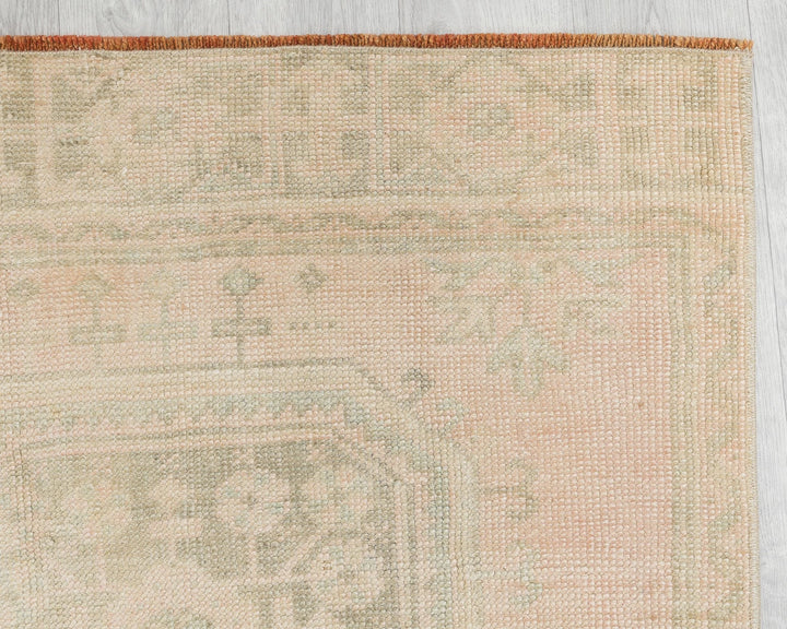 Beige Turkish Oushak Rug 2'8" x 10'11" Hand-Knotted | No. VR54133
