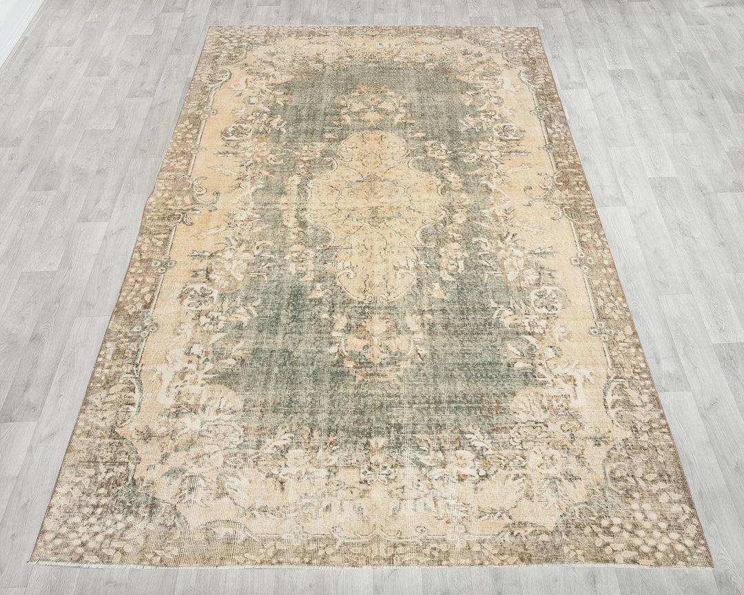 Rust Turkish Oushak Rug 6' 5" x 10' 4" Hand-Knotted reverse