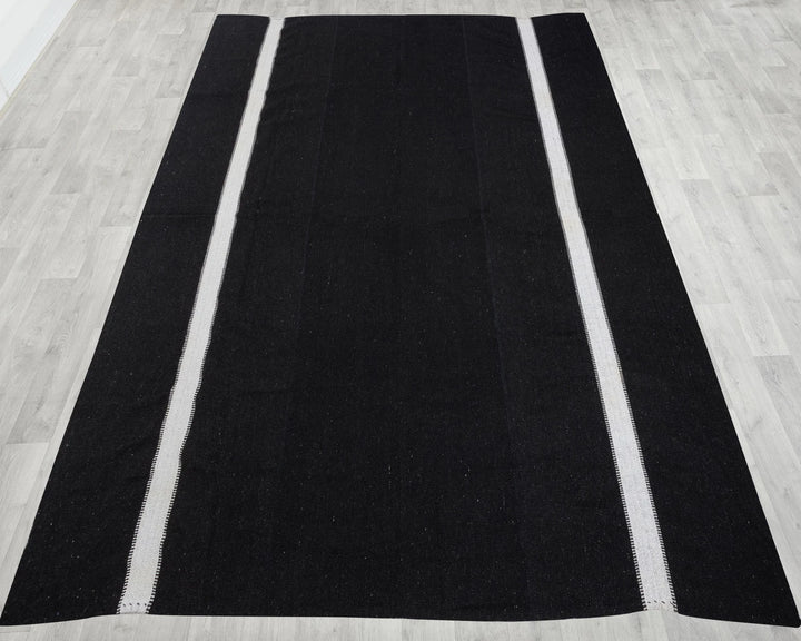Black Turkish Kilim Rug 9' 10" x 12' 8" Flat-Weave view 11
