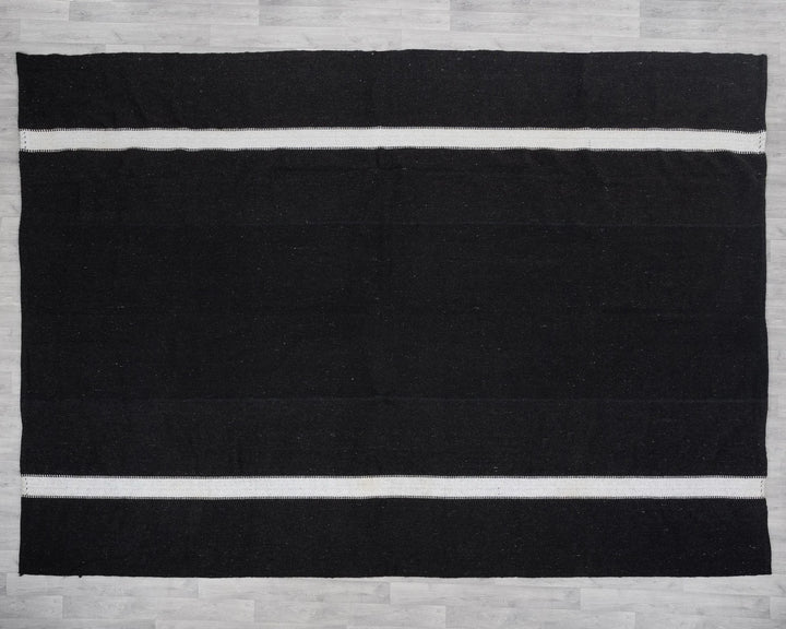 Black Turkish Kilim Rug 9' 10" x 12' 8" Flat-Weave view 12