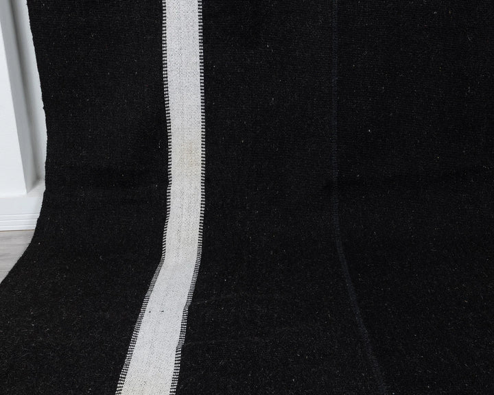 Black Turkish Kilim Rug 9' 10" x 12' 8" Flat-Weave close-up