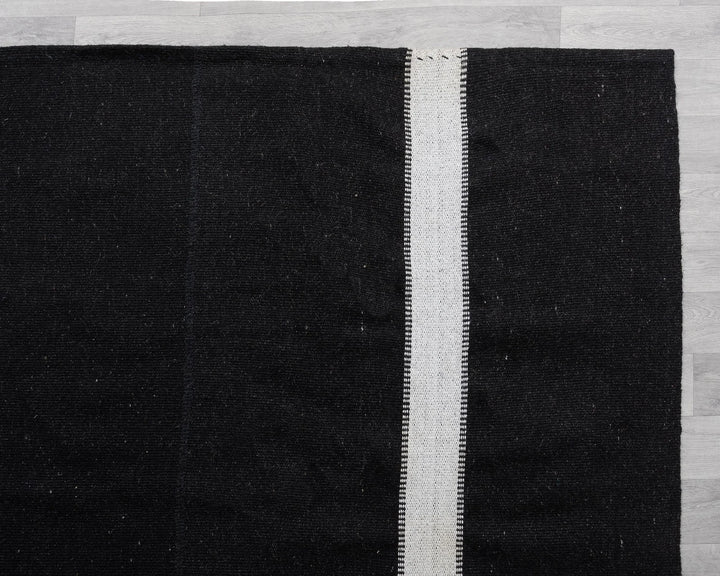 Black Turkish Kilim Rug 9' 10" x 12' 8" Flat-Weave texture