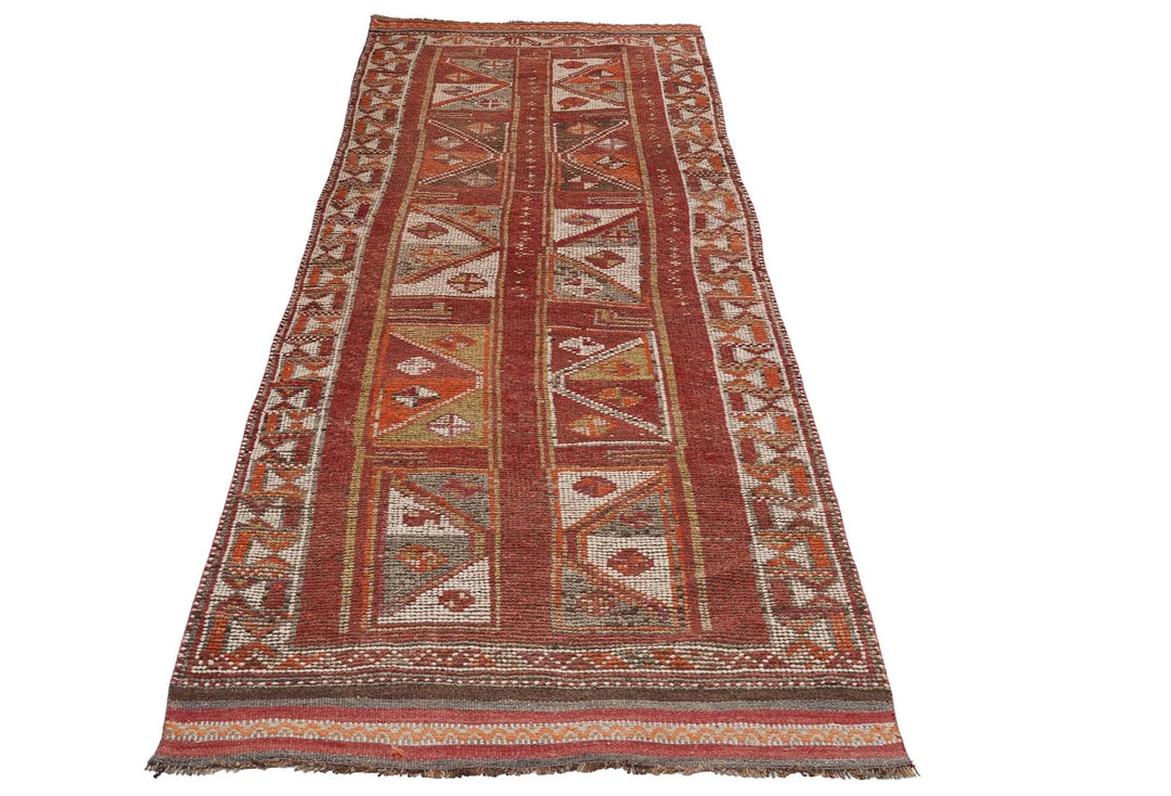 Red Turkish Oushak Rug 3' 4" x 10' Hand-Knotted | No. VR54367