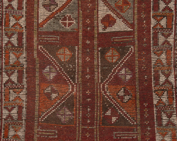 Red Turkish Oushak Rug 3' 4" x 10' Hand-Knotted | No. VR54367