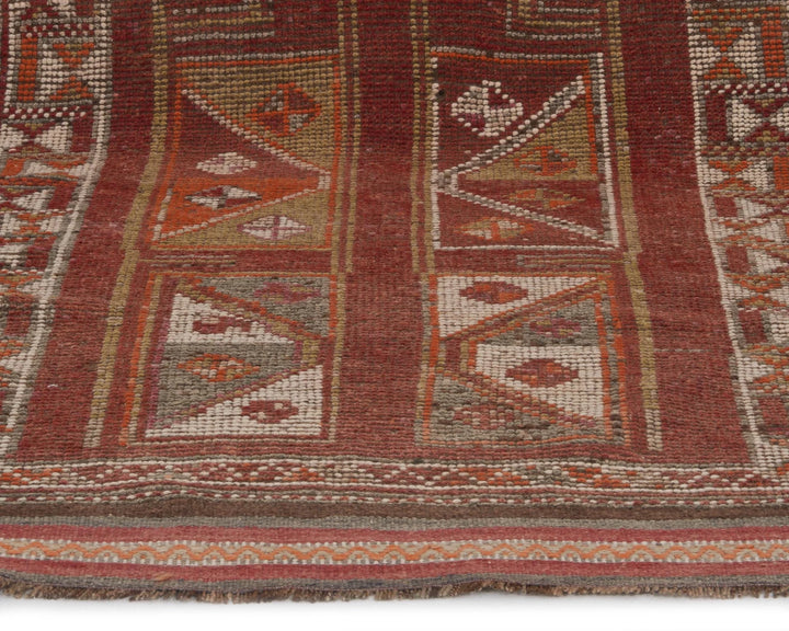 Red Turkish Oushak Rug 3' 4" x 10' Hand-Knotted | No. VR54367