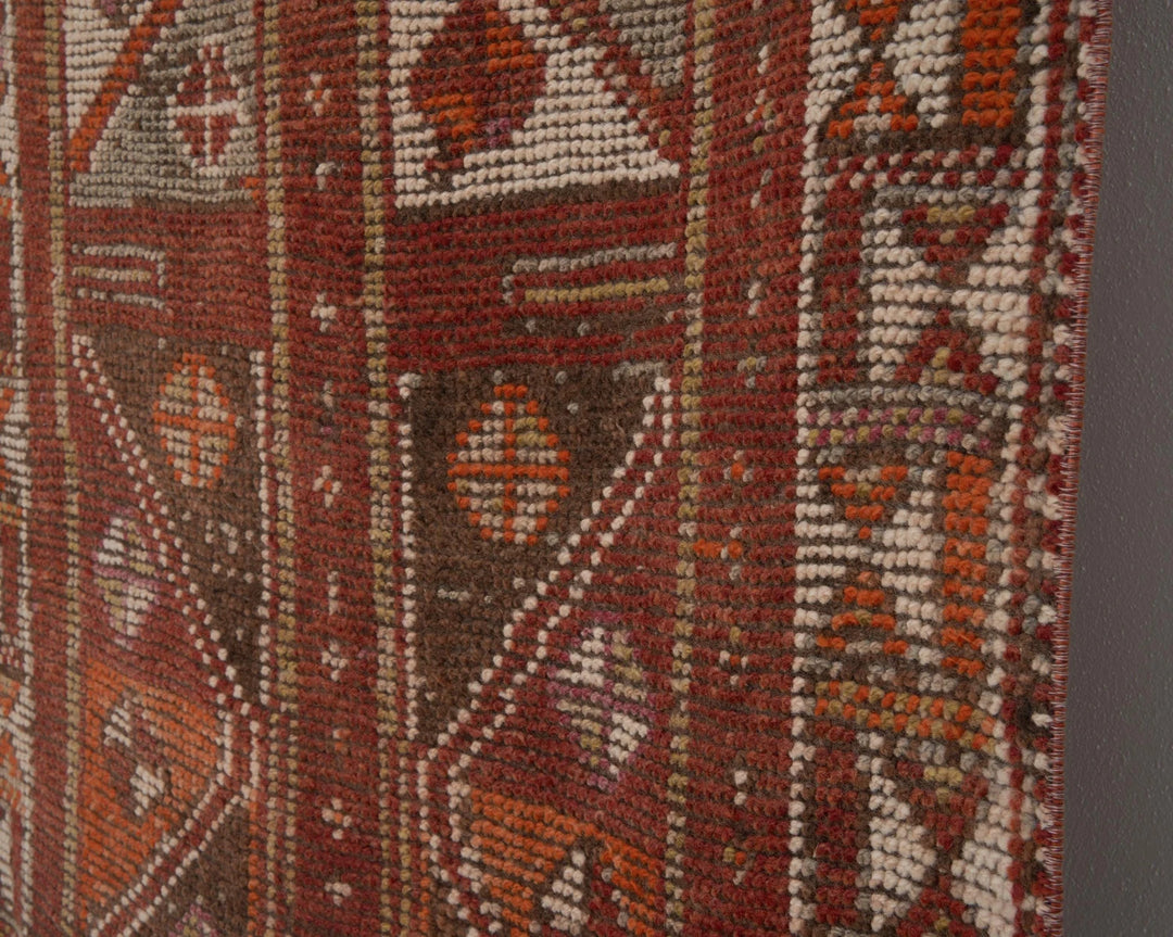 Red Turkish Oushak Rug 3' 4" x 10' Hand-Knotted | No. VR54367