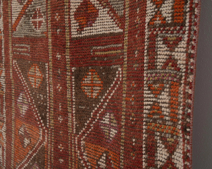 Red Turkish Oushak Rug 3' 4" x 10' Hand-Knotted | No. VR54367