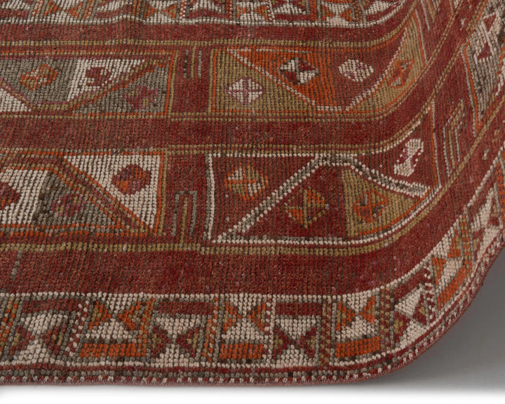 Red Turkish Oushak Rug 3' 4" x 10' Hand-Knotted | No. VR54367