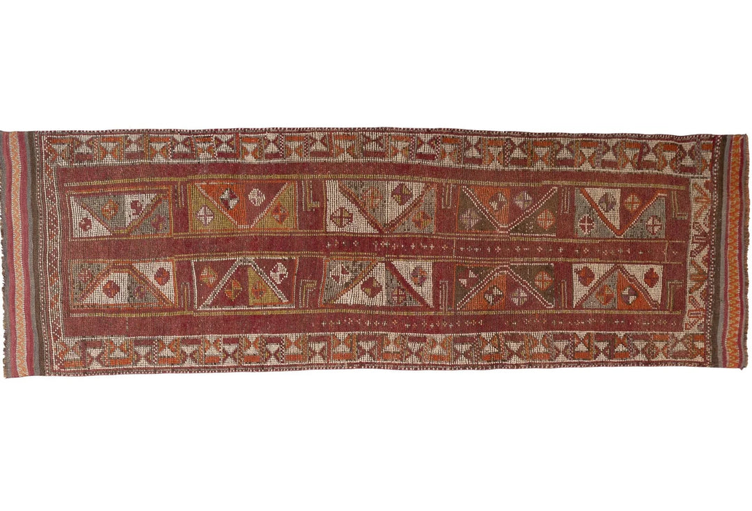Red Turkish Oushak Rug 3' 4" x 10' Hand-Knotted | No. VR54367