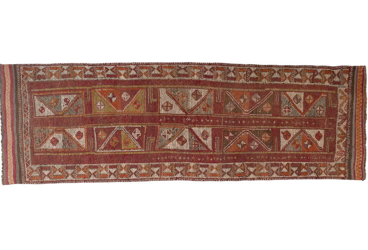 Red Turkish Oushak Rug 3' 4" x 10' Hand-Knotted | No. VR54367