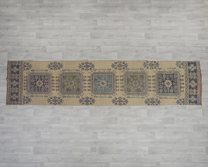 Beige Turkish Oushak Rug 2'7" x 11'4" Hand-Knotted view 9