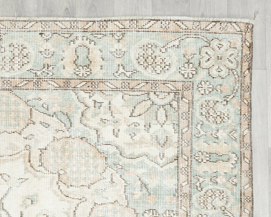 Beige Turkish Oushak Rug 6' 5" x 9' 5" Hand-Knotted | No. VR54468