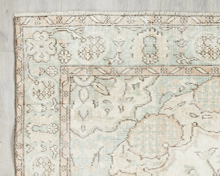 Beige Turkish Oushak Rug 6' 5" x 9' 5" Hand-Knotted | No. VR54468