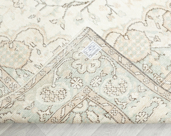 Beige Turkish Oushak Rug 6' 5" x 9' 5" Hand-Knotted | No. VR54468