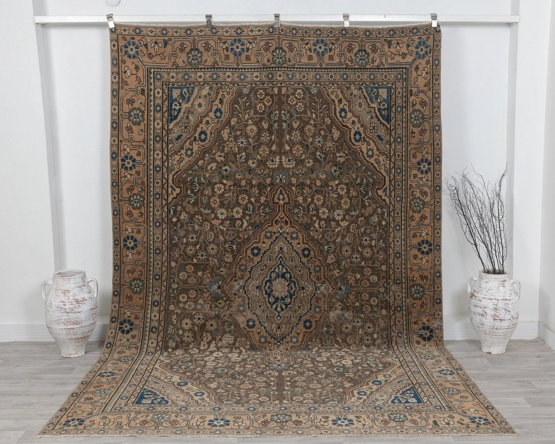 Multicolor Turkish Oushak Rug 7'3" x 10'10" Hand-Knotted | No. VR54472