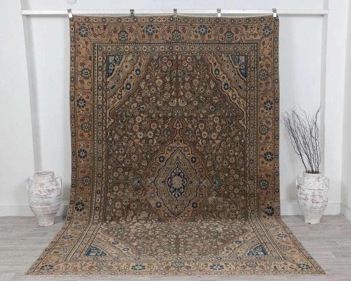 Multicolor Turkish Oushak Rug 7'3" x 10'10" Hand-Knotted | No. VR54472