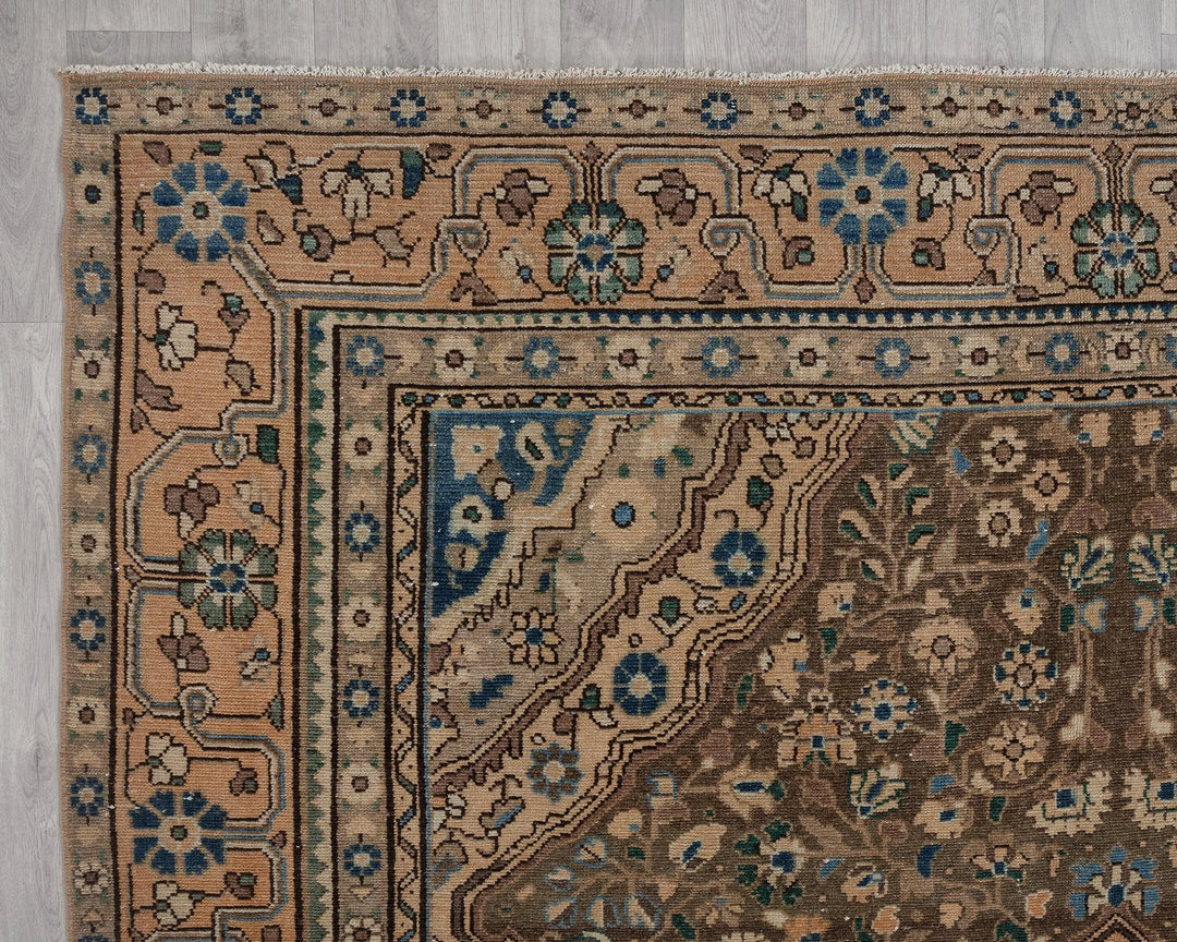 Multicolor Turkish Oushak Rug 7'3" x 10'10" Hand-Knotted | No. VR54472