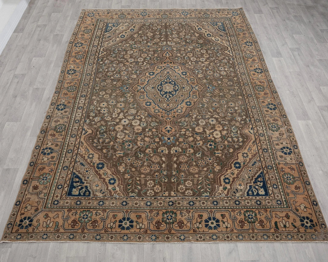 Multicolor Turkish Oushak Rug 7'3" x 10'10" Hand-Knotted | No. VR54472