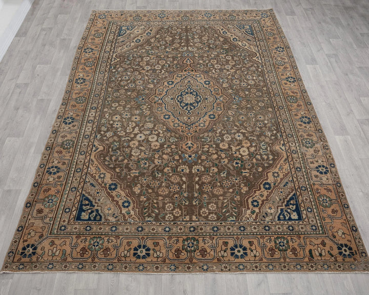 Multicolor Turkish Oushak Rug 7'3" x 10'10" Hand-Knotted | No. VR54472