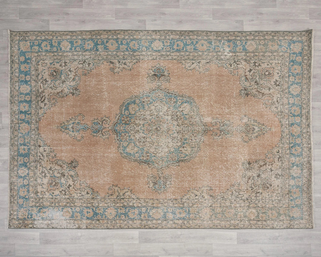 Multicolor Turkish Oushak Rug 6'9" x 10'2" Hand-Knotted | No. VR54552