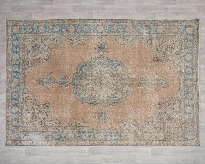 Multicolor Turkish Oushak Rug 6'9" x 10'2" Hand-Knotted | No. VR54552