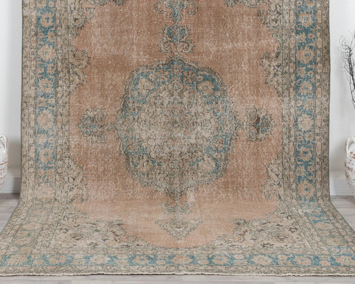 Multicolor Turkish Oushak Rug 6'9" x 10'2" Hand-Knotted | No. VR54552