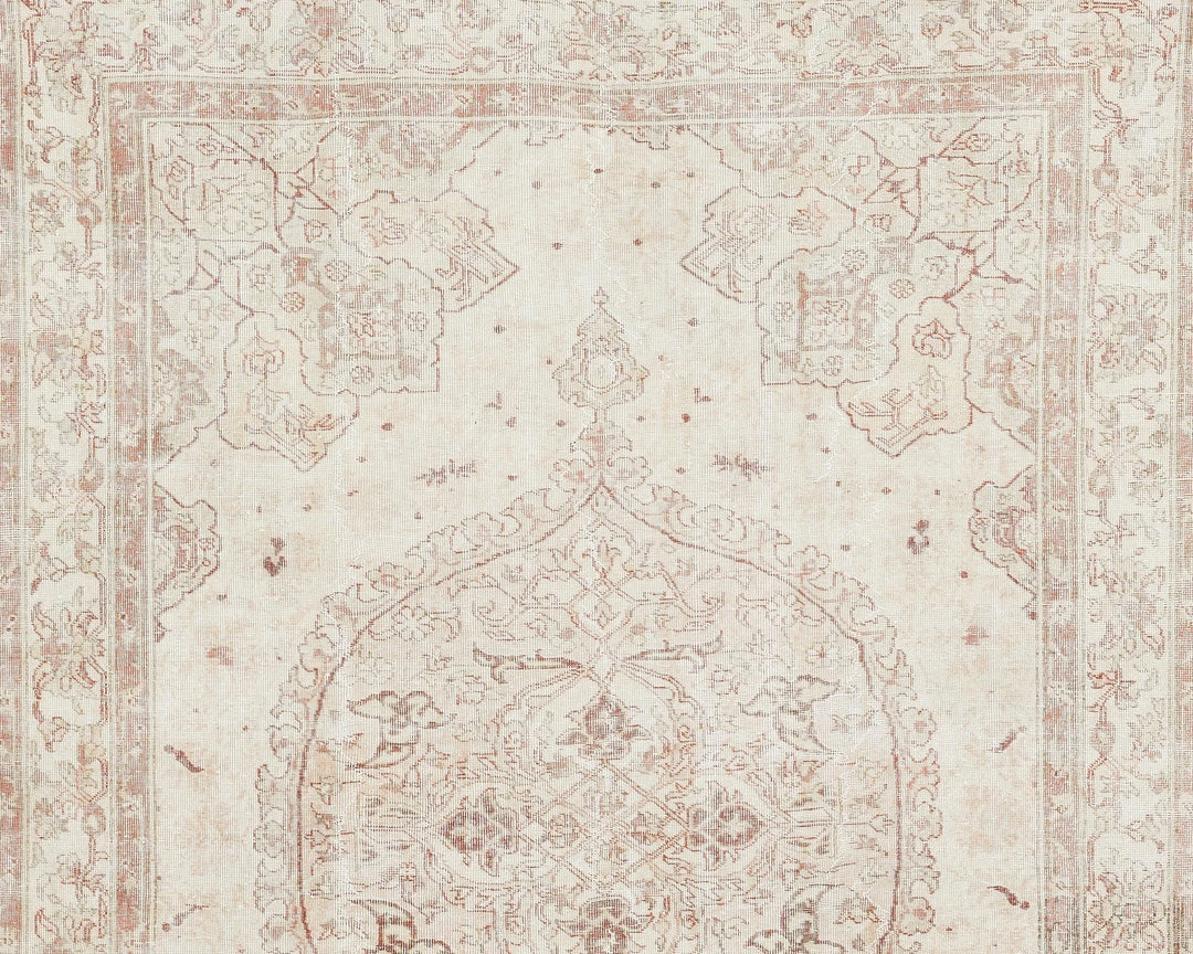 Beige Turkish Oushak Rug 6'7" x 9'7" Hand-Knotted | No. VR54618