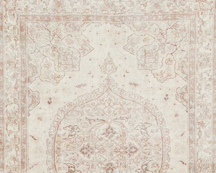 Beige Turkish Oushak Rug 6'7" x 9'7" Hand-Knotted | No. VR54618