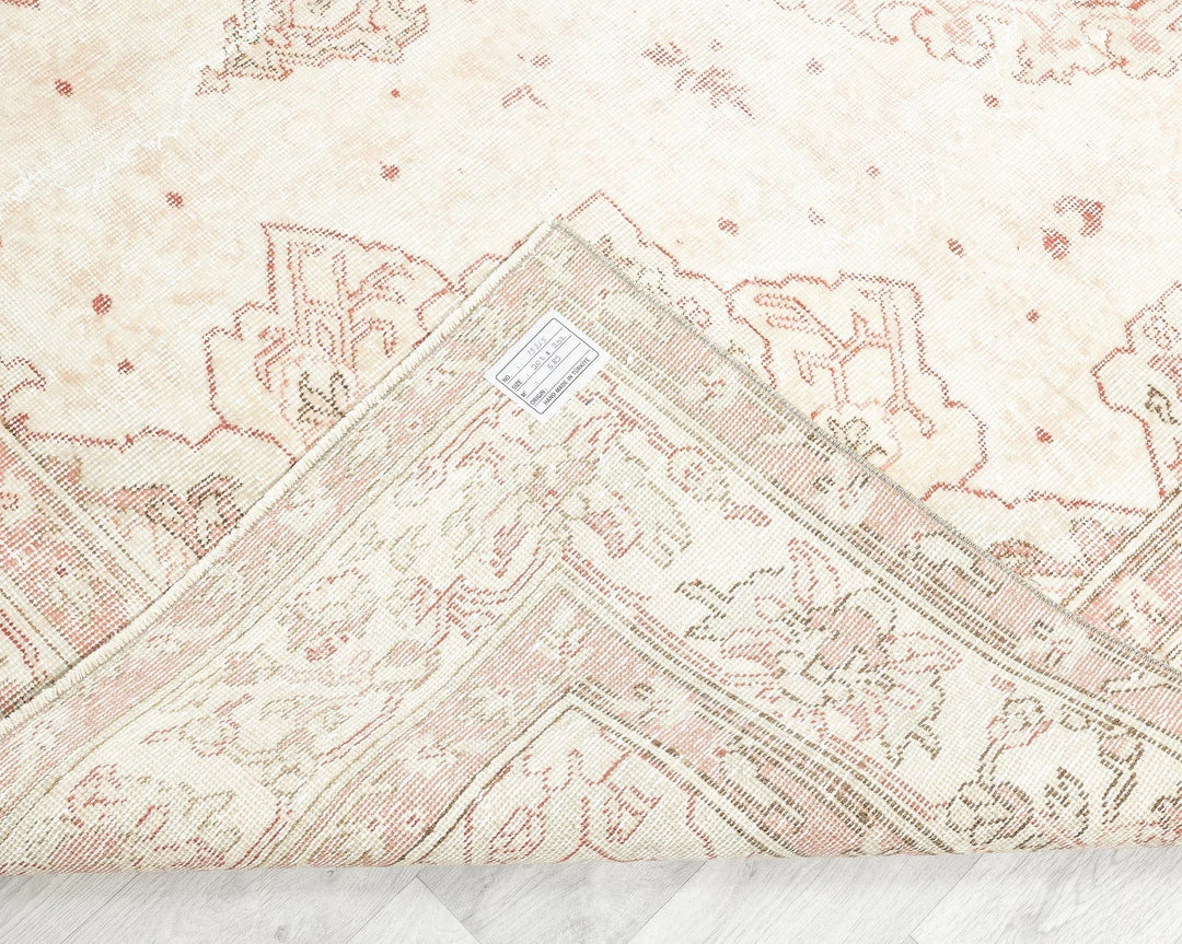 Beige Turkish Oushak Rug 6'7" x 9'7" Hand-Knotted | No. VR54618
