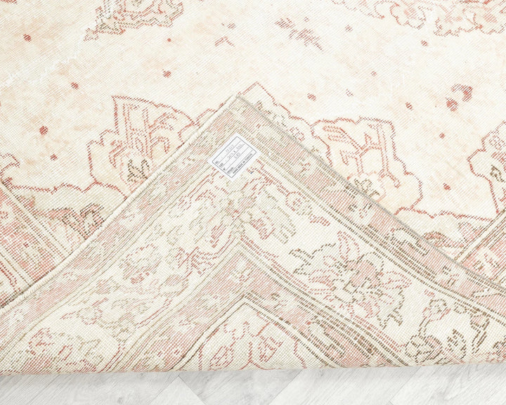 Beige Turkish Oushak Rug 6'7" x 9'7" Hand-Knotted | No. VR54618