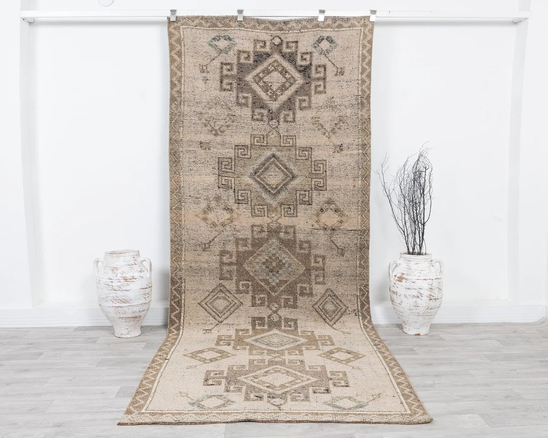 Multicolor Turkish Oushak Rug 3' 10" x 10' 6" Hand-Knotted | No. VR54698