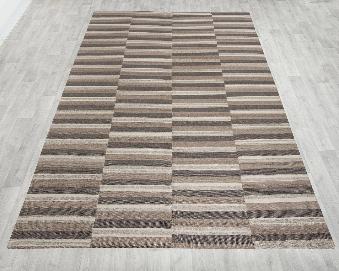 Brown Turkish Kilim Rug 9' x 13' 3" Flat-Weave | No. VR54929