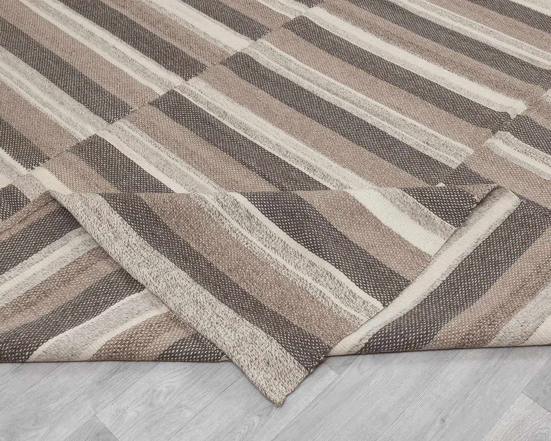 Brown Turkish Kilim Rug 9' x 13' 3" Flat-Weave | No. VR54929