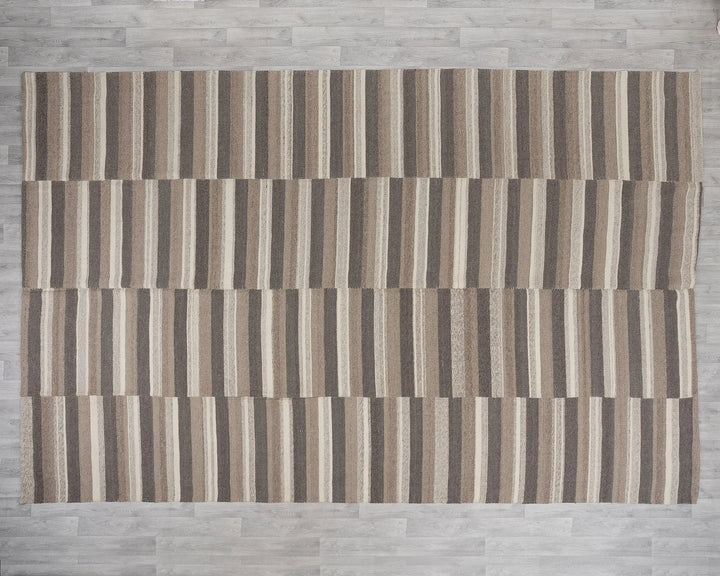 Brown Turkish Kilim Rug 9' x 13' 3" Flat-Weave | No. VR54929