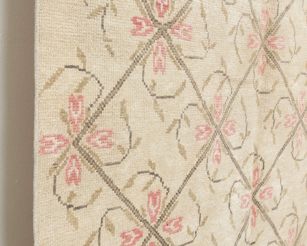 Beige Turkish Oushak Rug 4' 8" x 8' 10" Hand-Knotted | No. VR55154