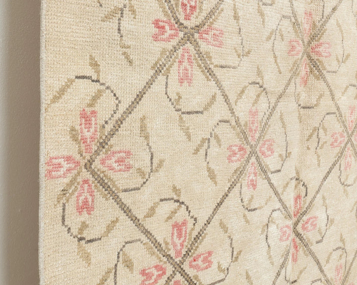 Beige Turkish Oushak Rug 4' 8" x 8' 10" Hand-Knotted | No. VR55154