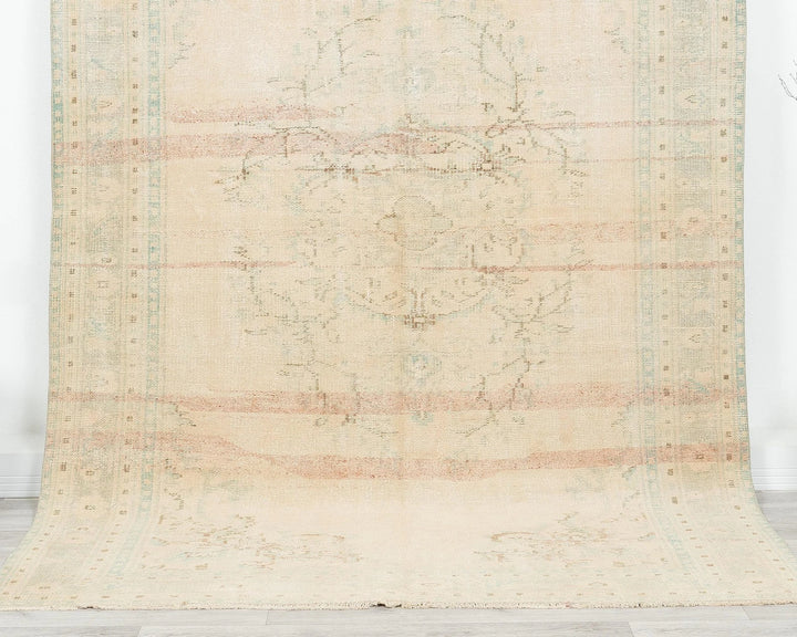 Beige Turkish Oushak Rug 8' 8" x 9' Hand-Knotted | No. VR55158