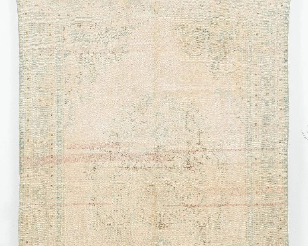 Beige Turkish Oushak Rug 8' 8" x 9' Hand-Knotted | No. VR55158