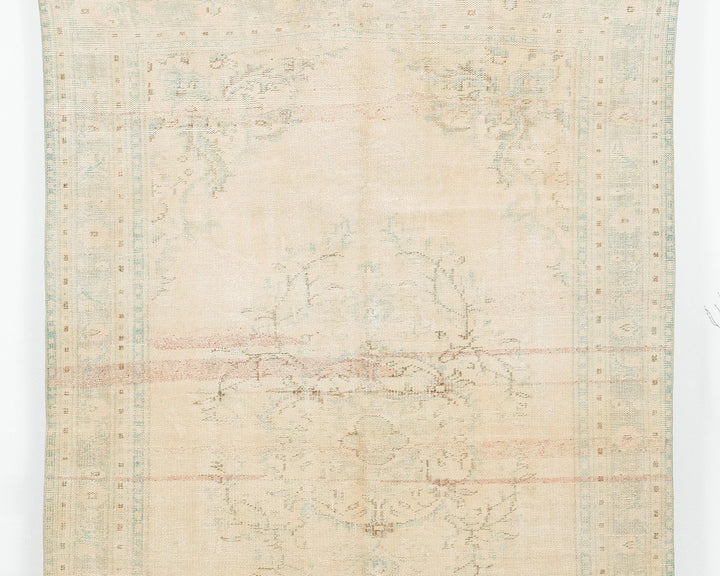 Beige Turkish Oushak Rug 8' 8" x 9' Hand-Knotted | No. VR55158