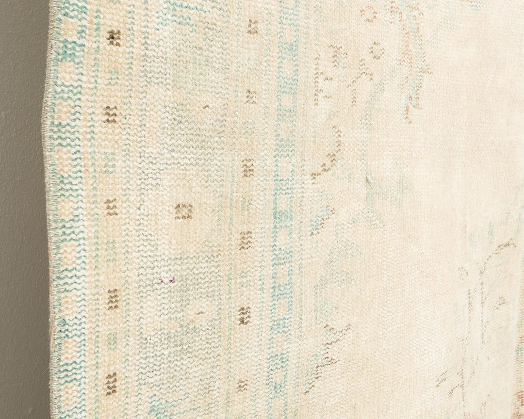 Beige Turkish Oushak Rug 8' 8" x 9' Hand-Knotted | No. VR55158